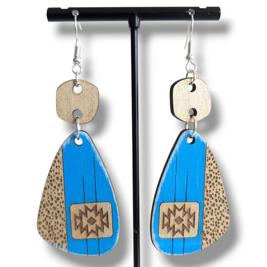 Aztec Boho Wood Earrings