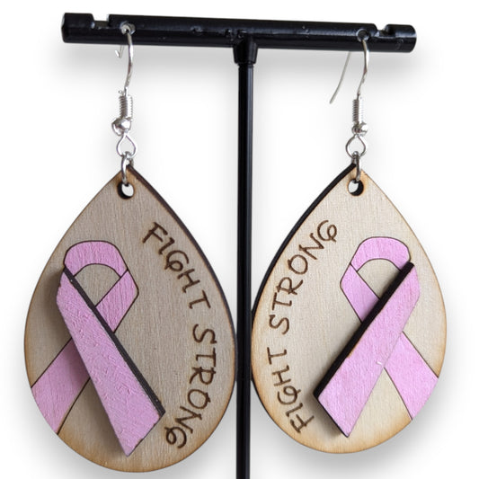 Fight Strong Layered Wood Earrings