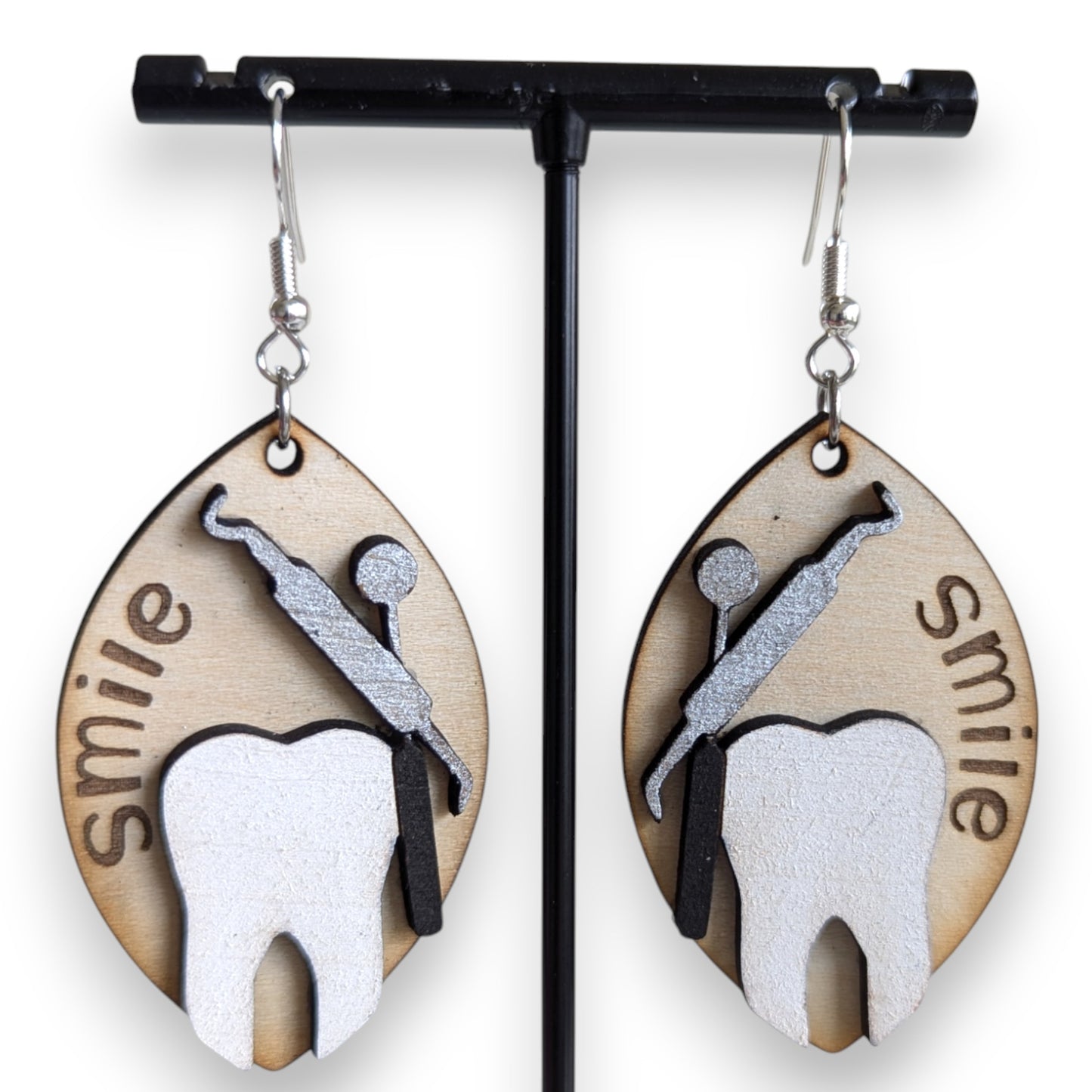 Smile Layered Wood Earrings