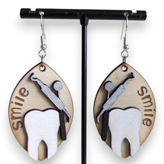 Smile Layered Wood Earrings