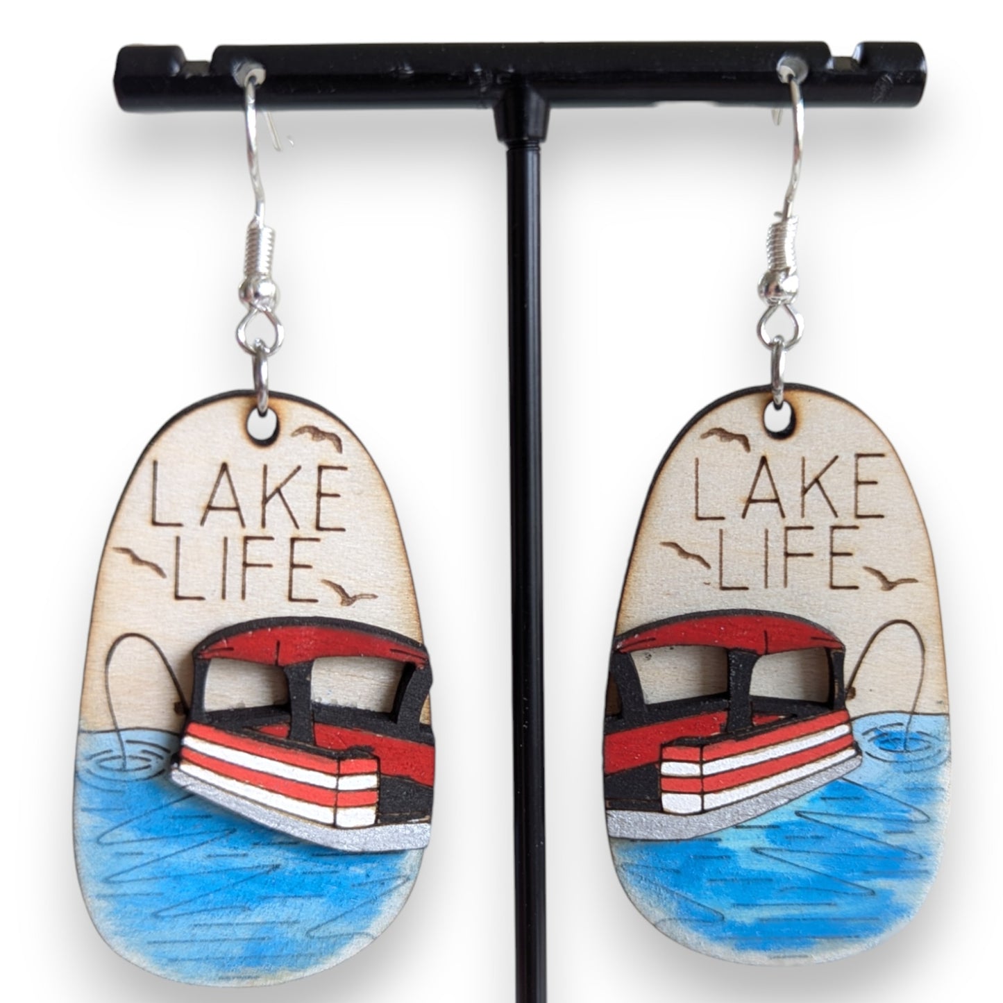 Lake Life Layered Wood Earrings