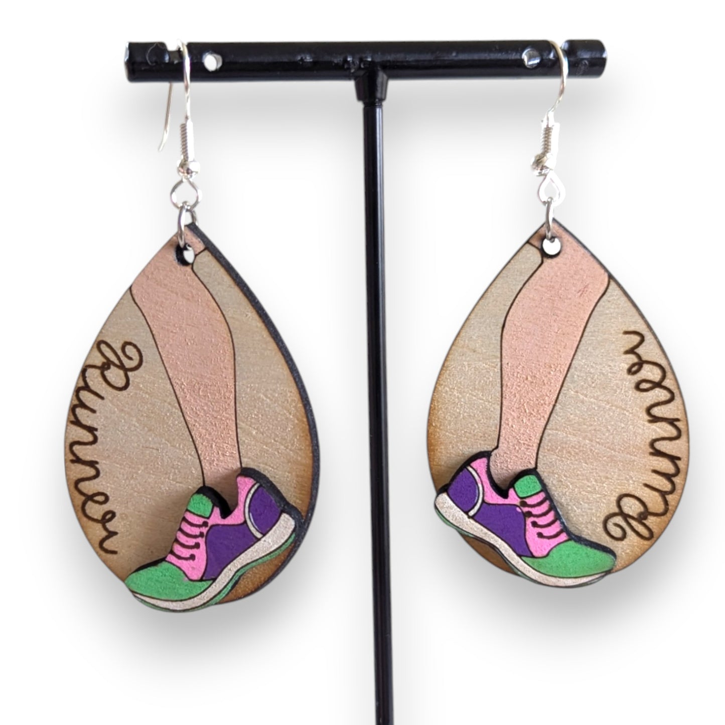 Running Layered Wood Earrings