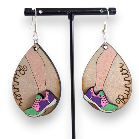 Running Layered Wood Earrings
