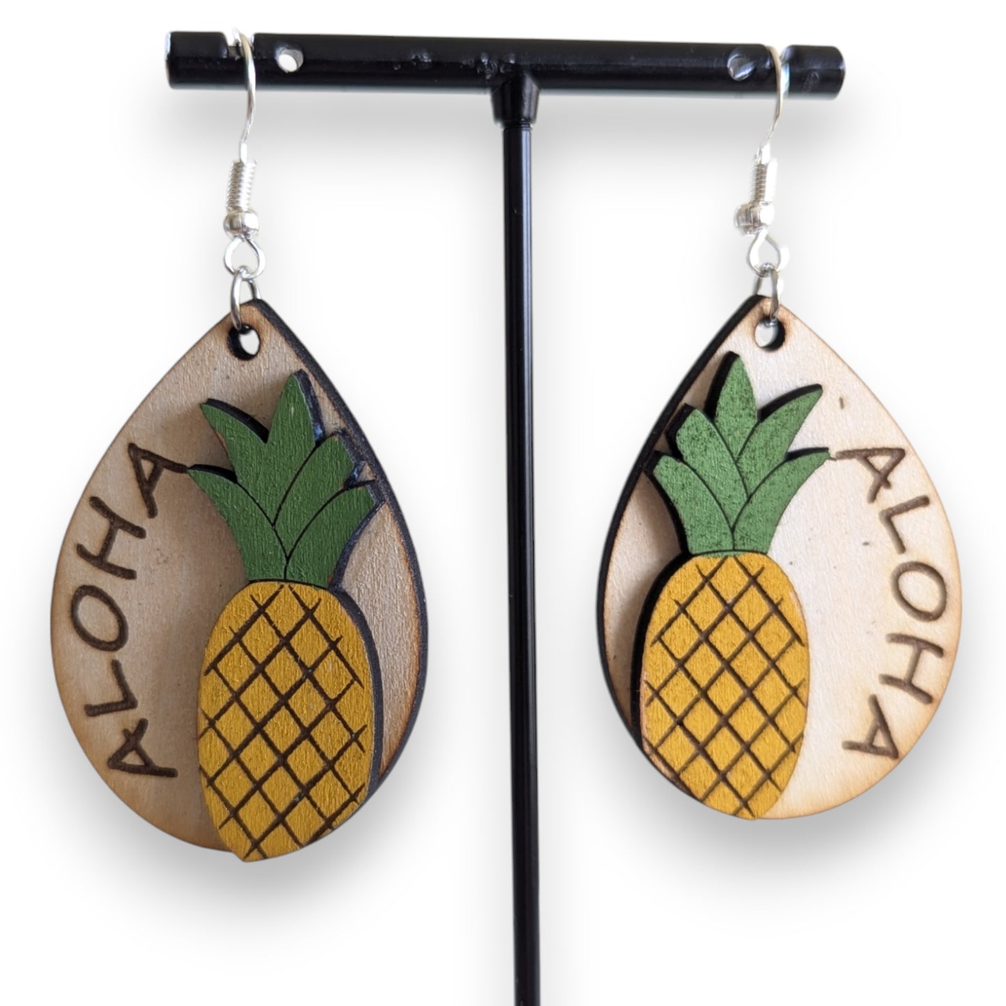 Aloha Pineapple Layered Wood Earrings