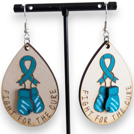 Fight for the Cure Layered Wood Earrings