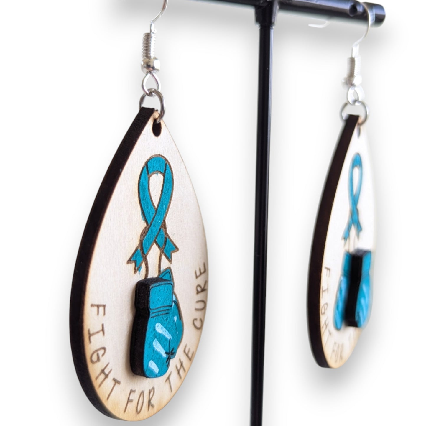 Fight for the Cure Layered Wood Earrings