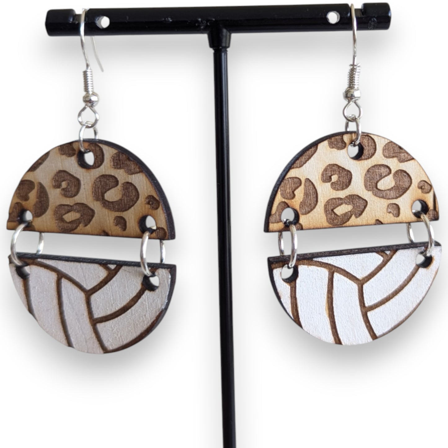 Leopard Volleyball Wood Earrings