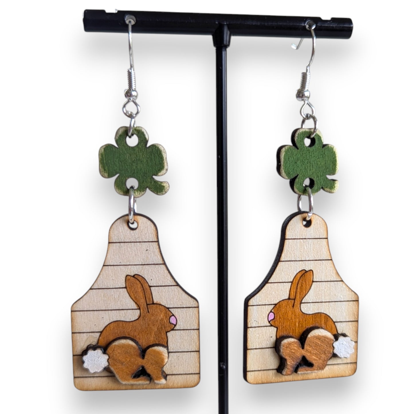 4-H Rabbit Layered Wood Earrings