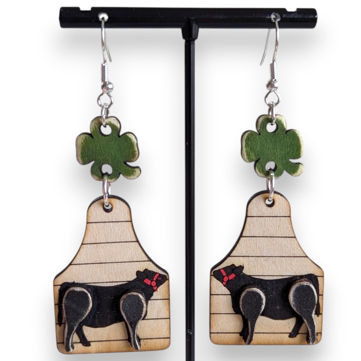 4-H Steer Layered Wood Earrings