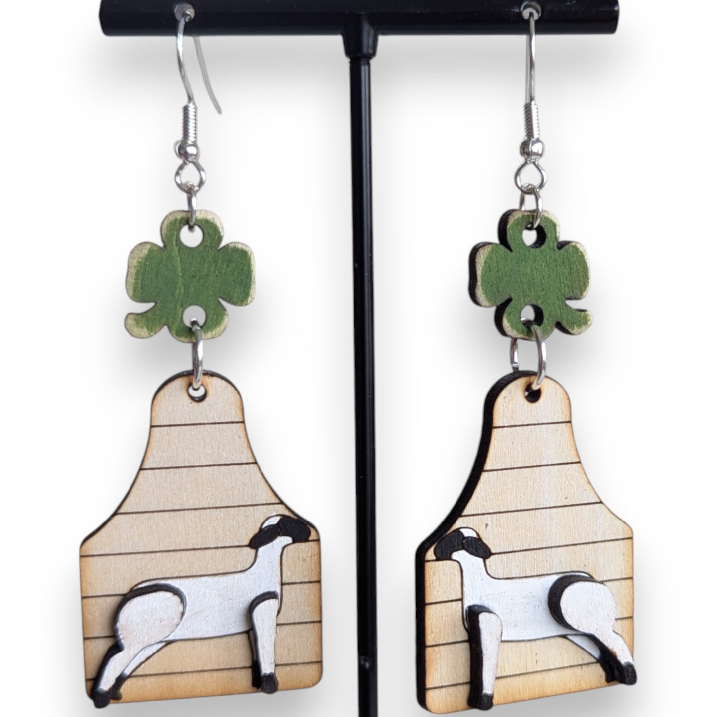 4-H Sheep Layered Wood Earrings