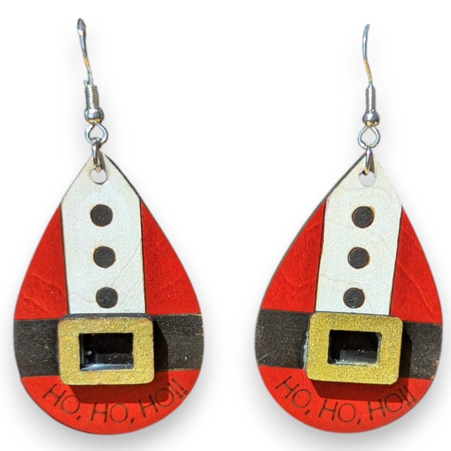 Ho Ho Ho!! Layered Wood Earrings