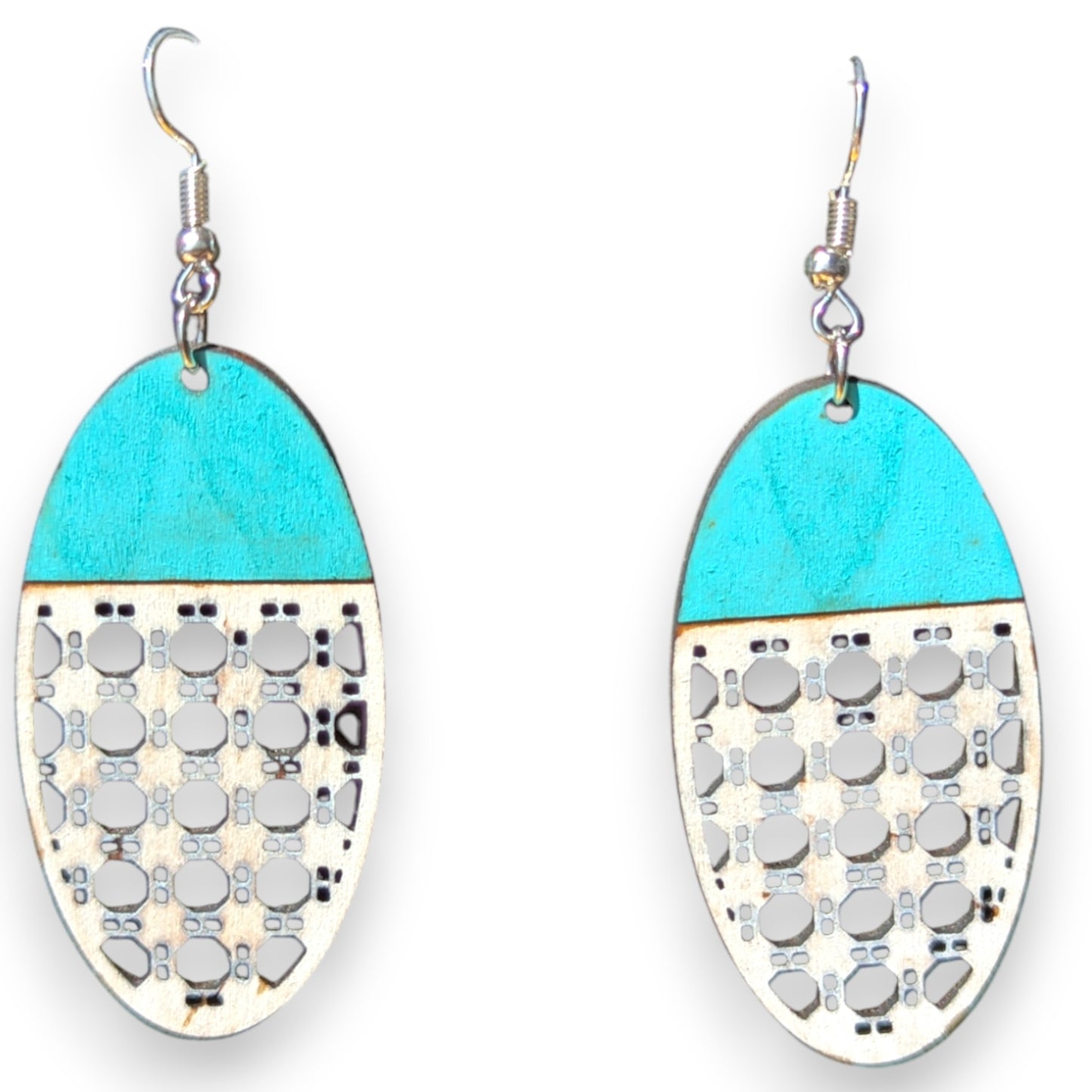 Rattan Pattern Dangle Wood Earring
