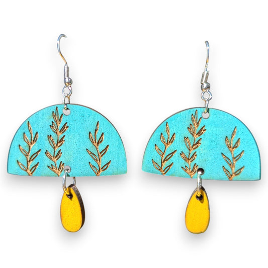 Boho Abstract Wood Layered Earrings