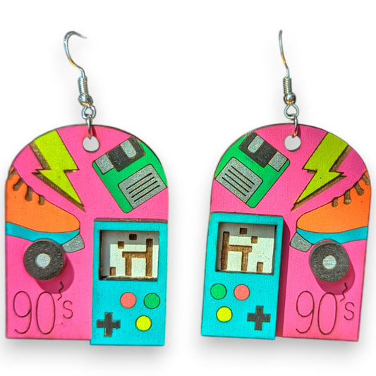 90's Layered Wood Earrings