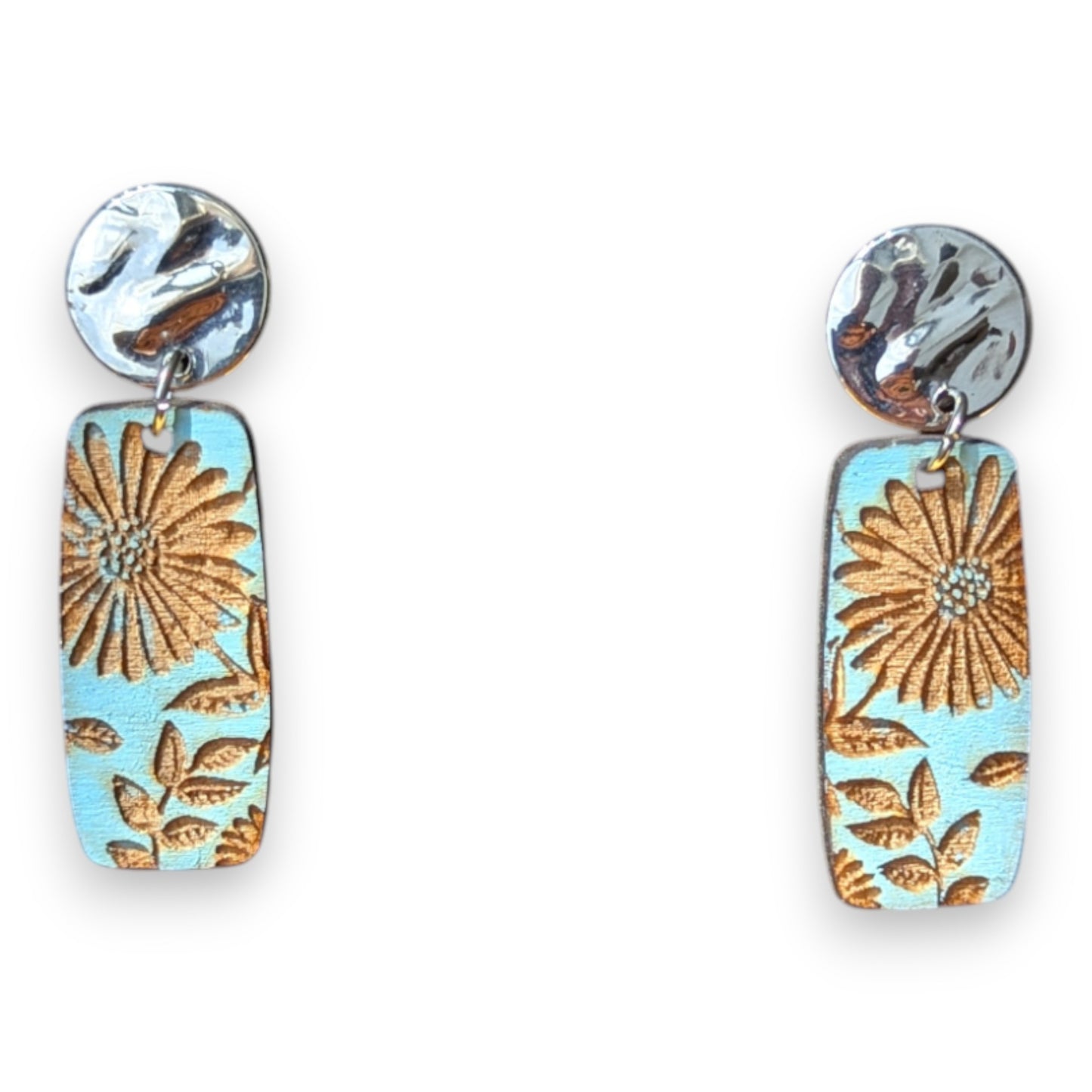 Floral Spring Slender Wood Dangle Earring