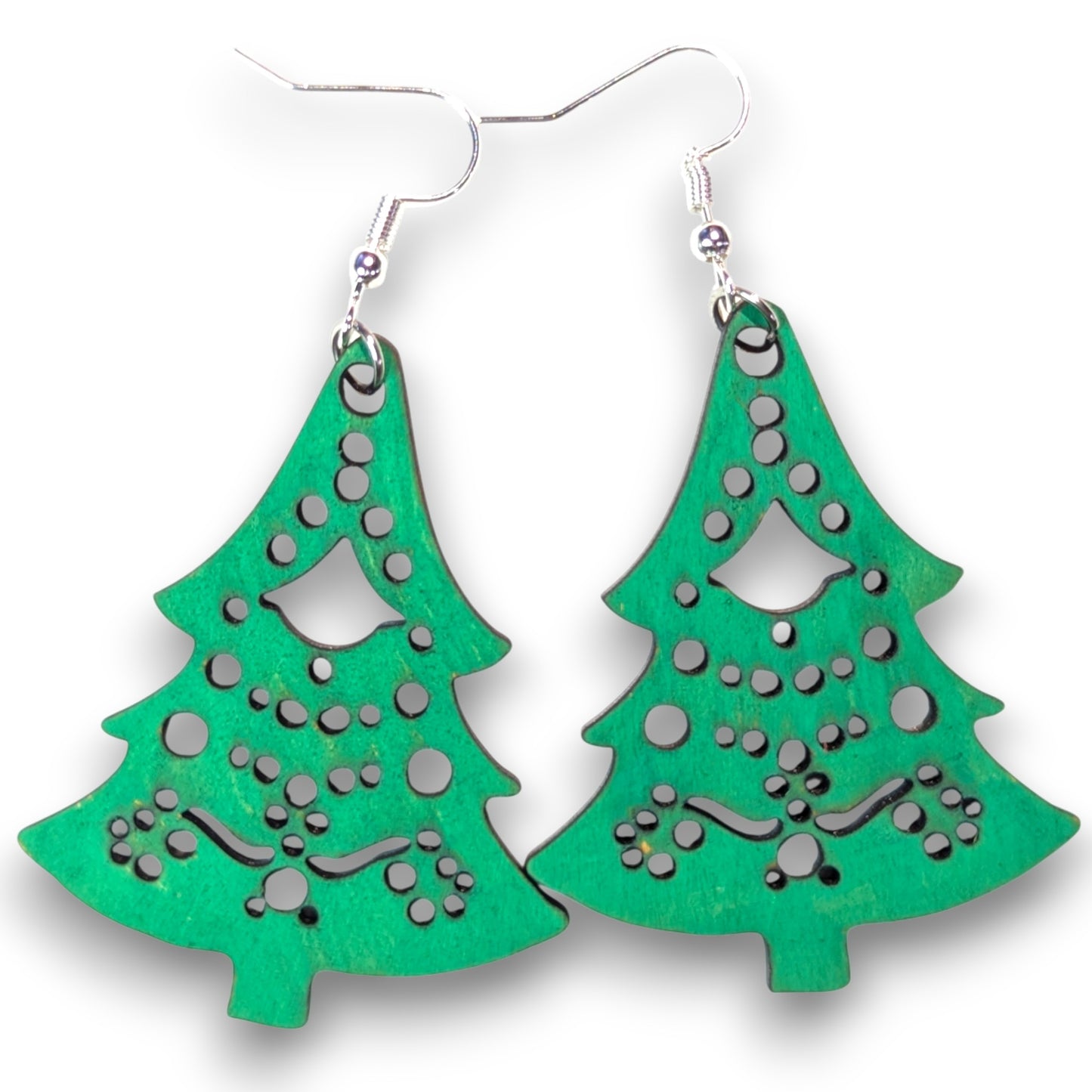 Christmas Tree Wood Earrings