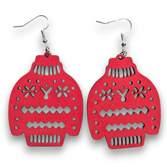 Ugly Sweater Wood Earrings