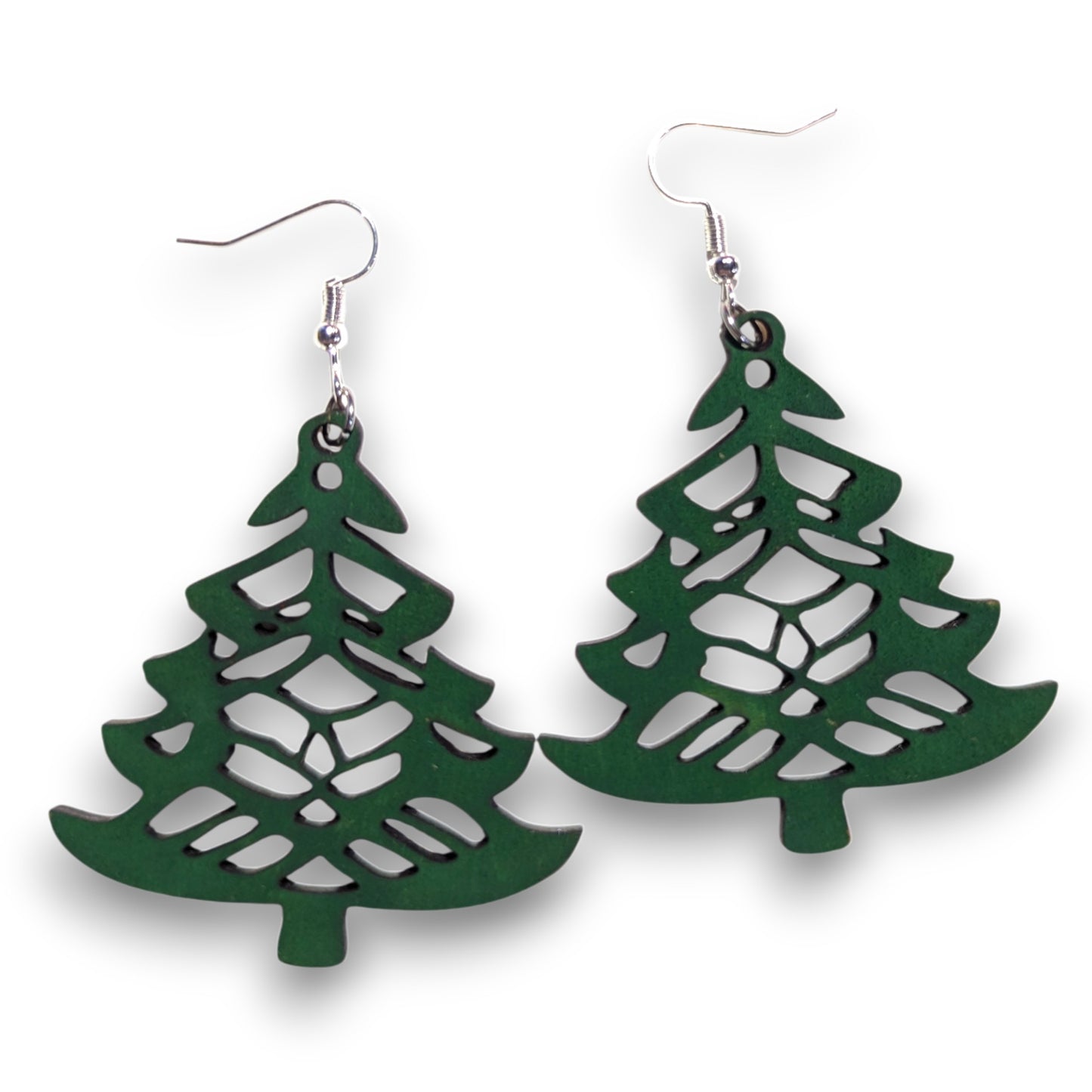 Christmas Tree Wood Earrings