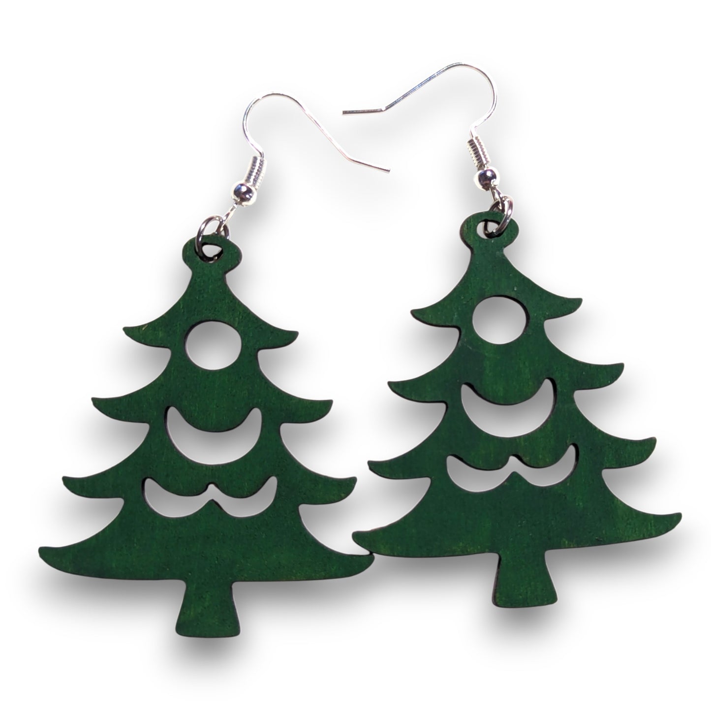 Christmas Tree Wood Earrings