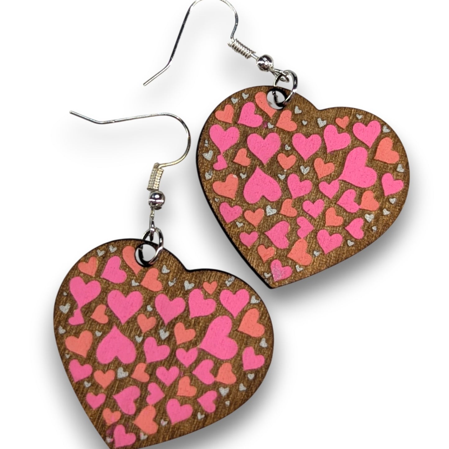 Mini Heart Dangle Wood Earrings