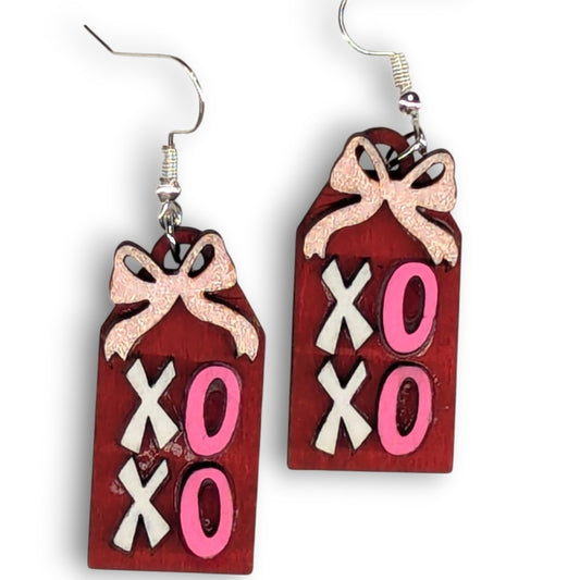 XOXO Bow Wood Earrings