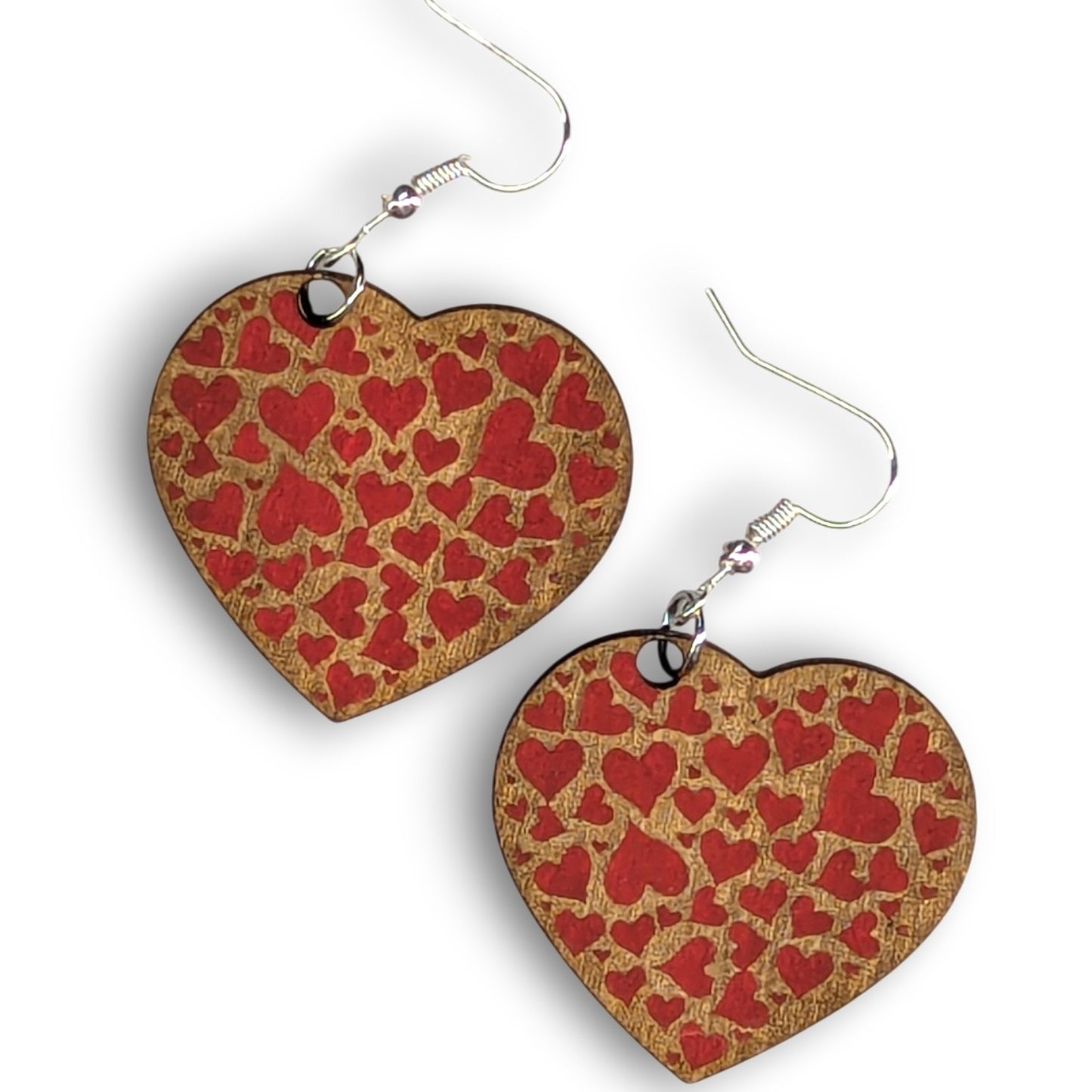 Mini Heart Dangle Wood Earrings