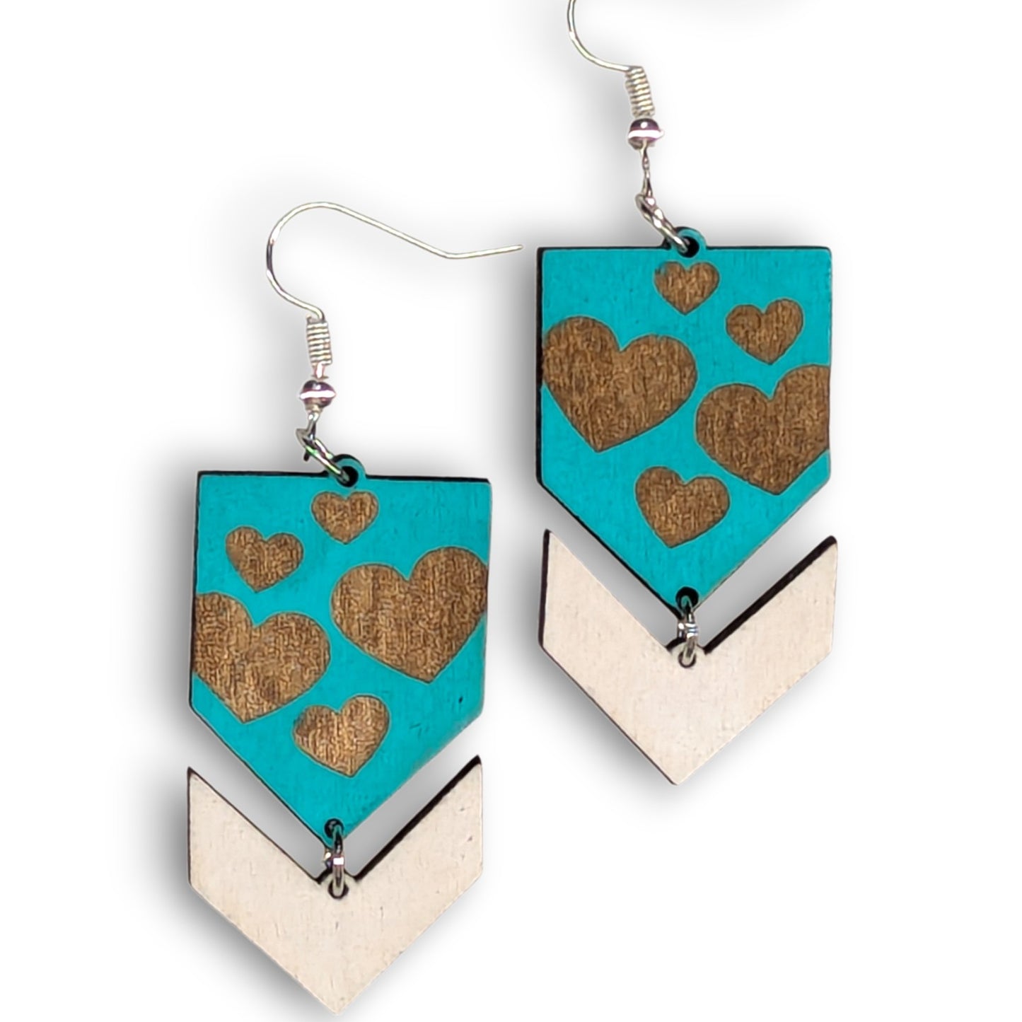 Floating Heart Wood Earrings