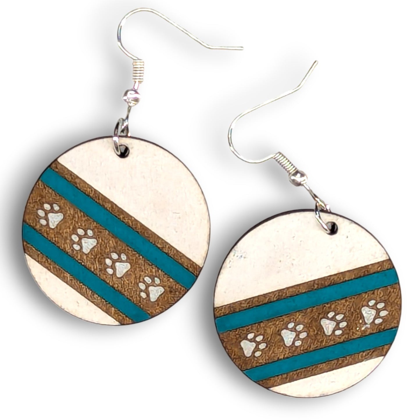 Paw Print Wood Earrings