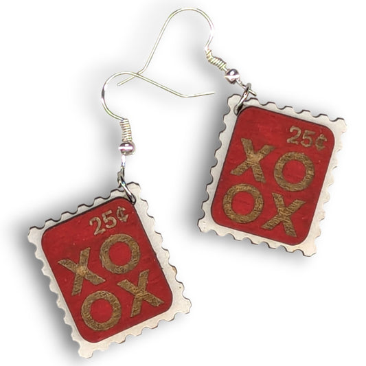 XOXO Stamp Wood Earrings