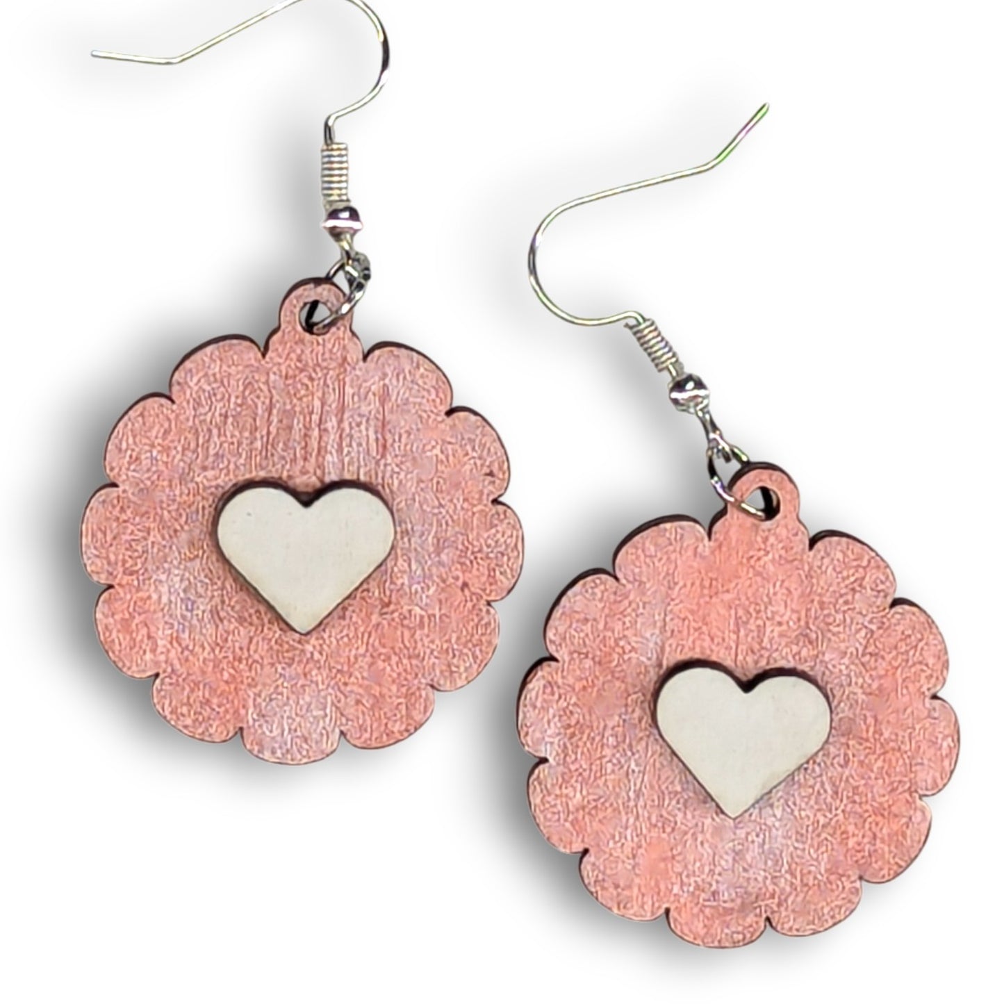 Swirl Heart Wood Earrings