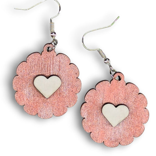 Swirl Heart Wood Earrings