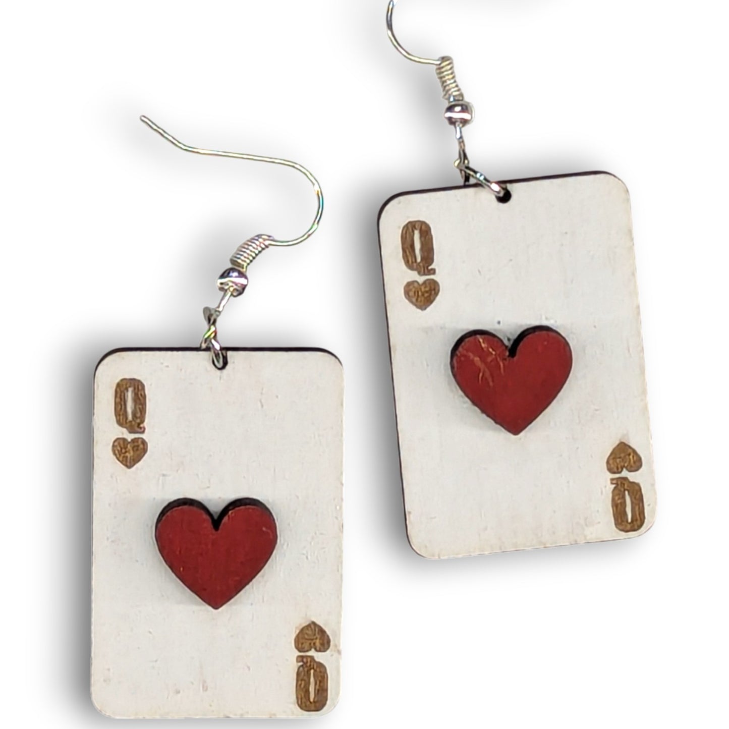 Queen of Hearts Wood Earrings