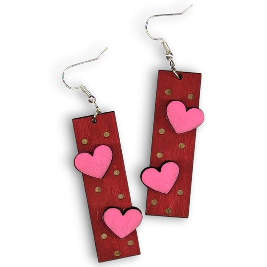 Polka Dot Heart Bar Earrings