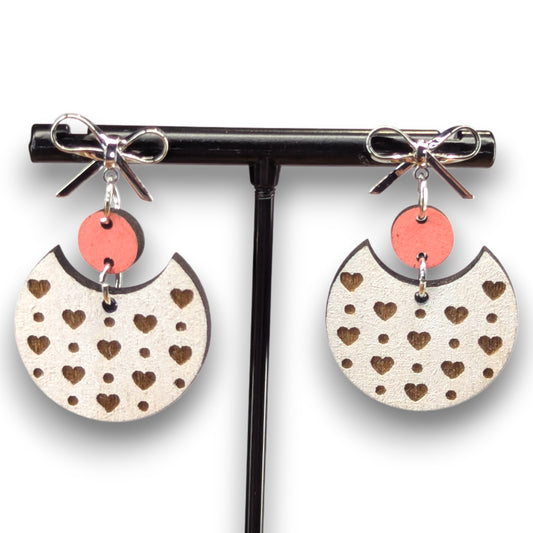 Falling Heart Wood Earrings