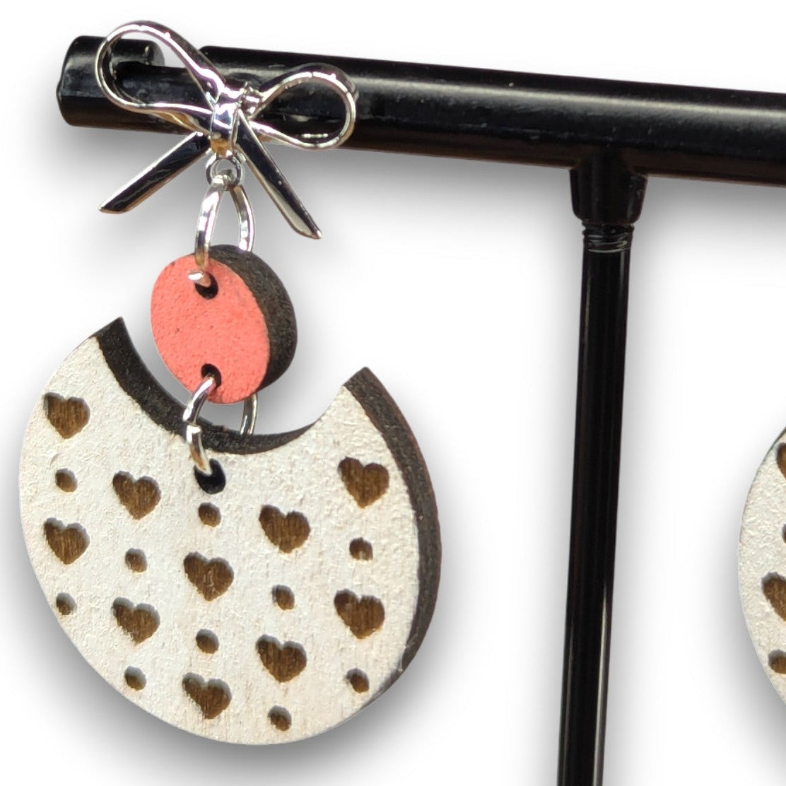 Falling Heart Wood Earrings