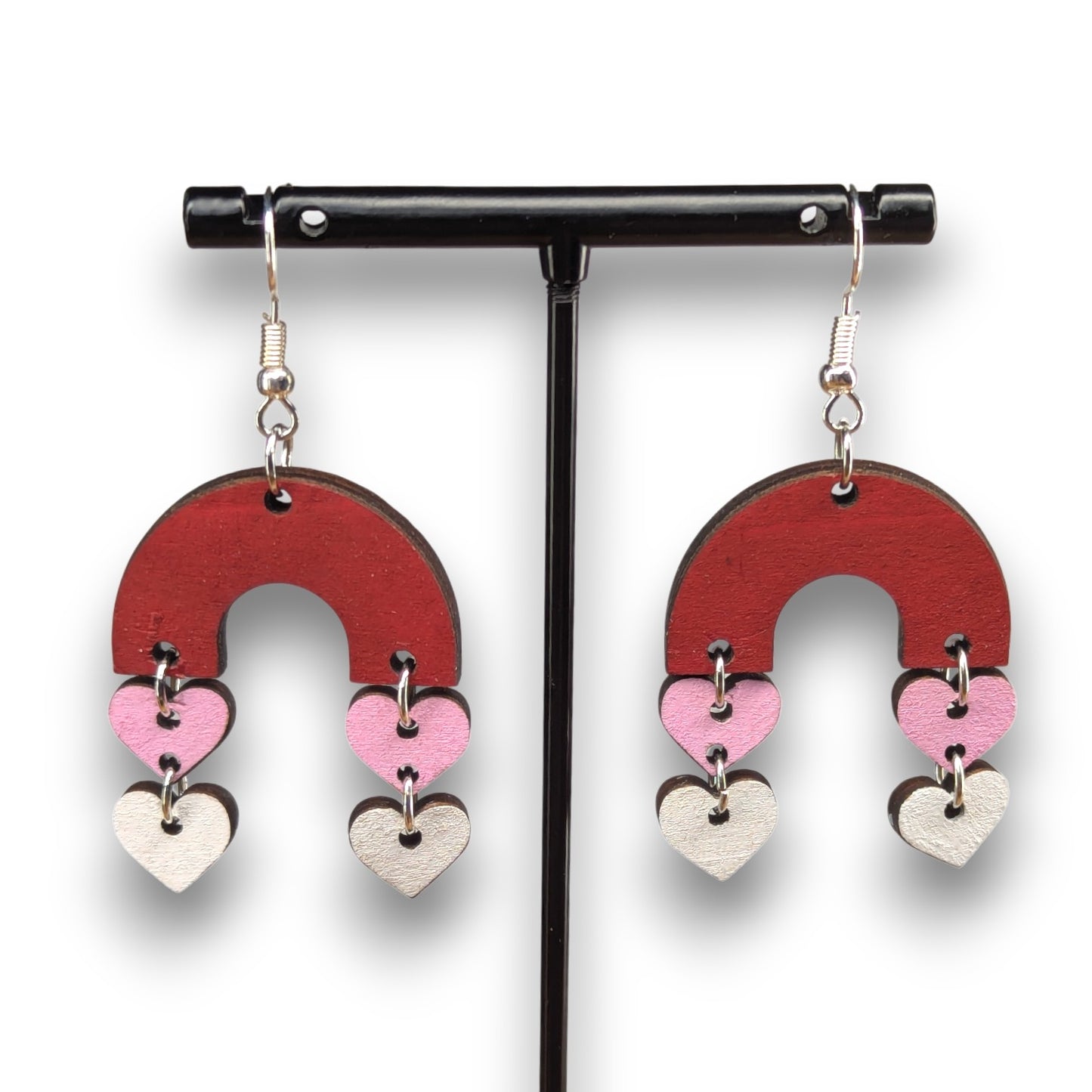 Dripping Heart Wood Earrings
