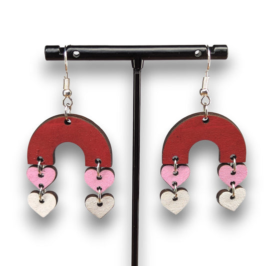 Dripping Heart Wood Earrings