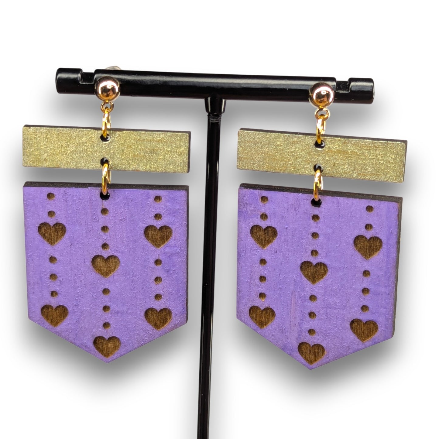 Falling Wood Heart Earrings