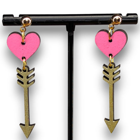 Arrow Heart Wood Earrings