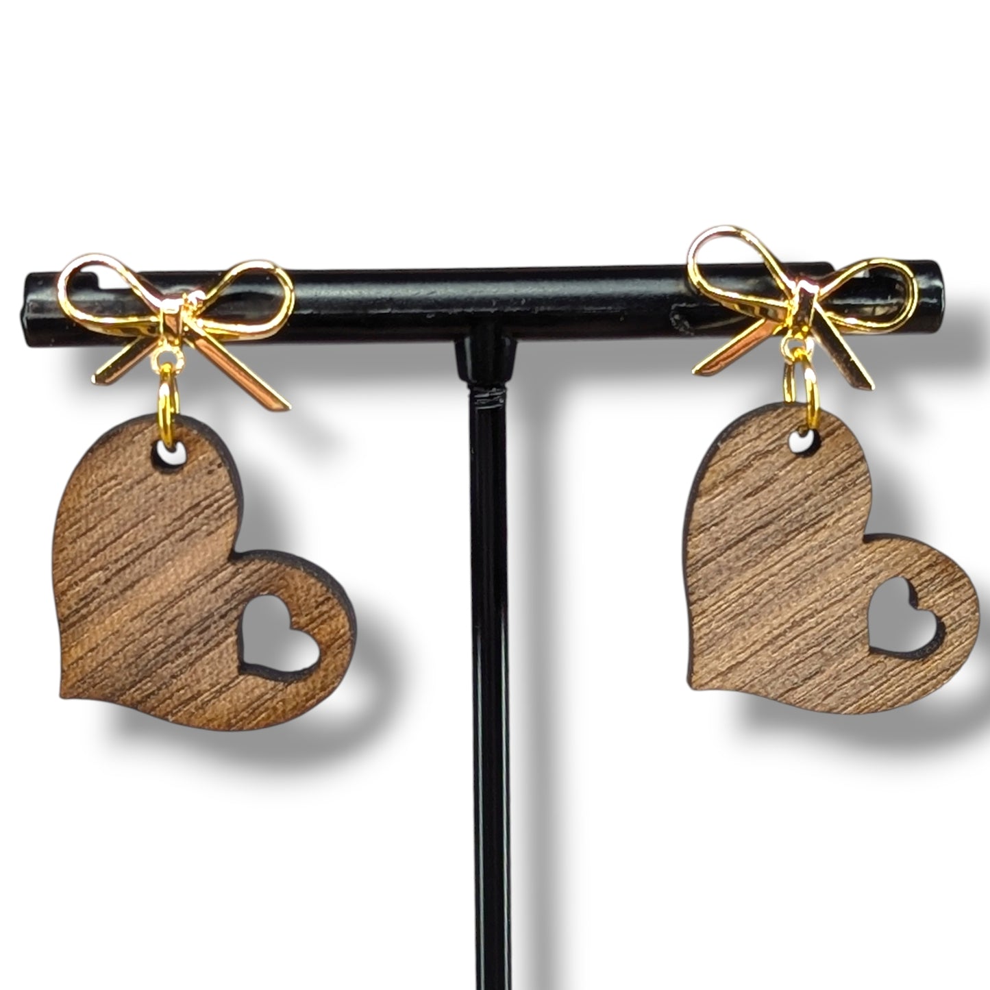 Heart Dangle Wood Earring