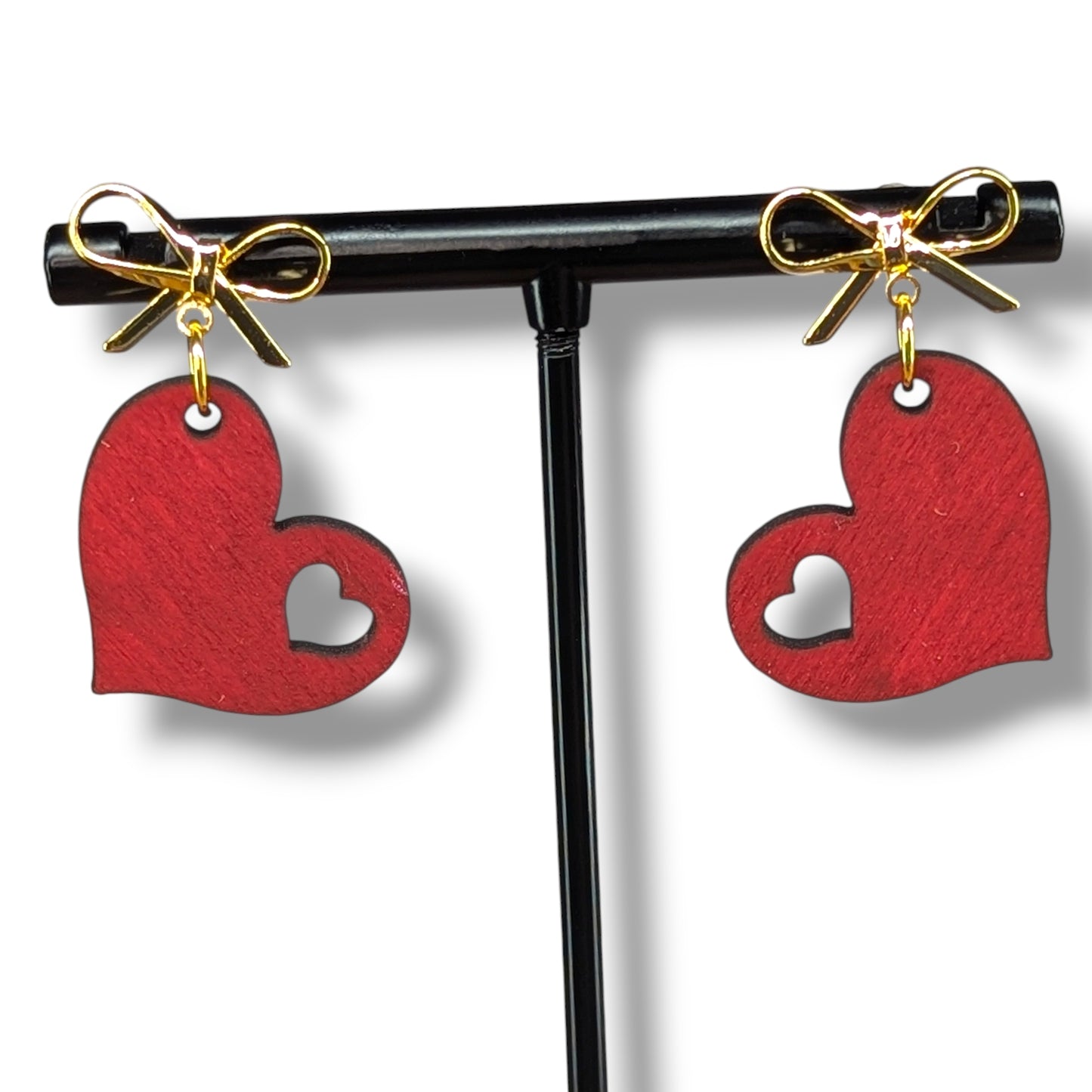 Heart Dangle Wood Earring