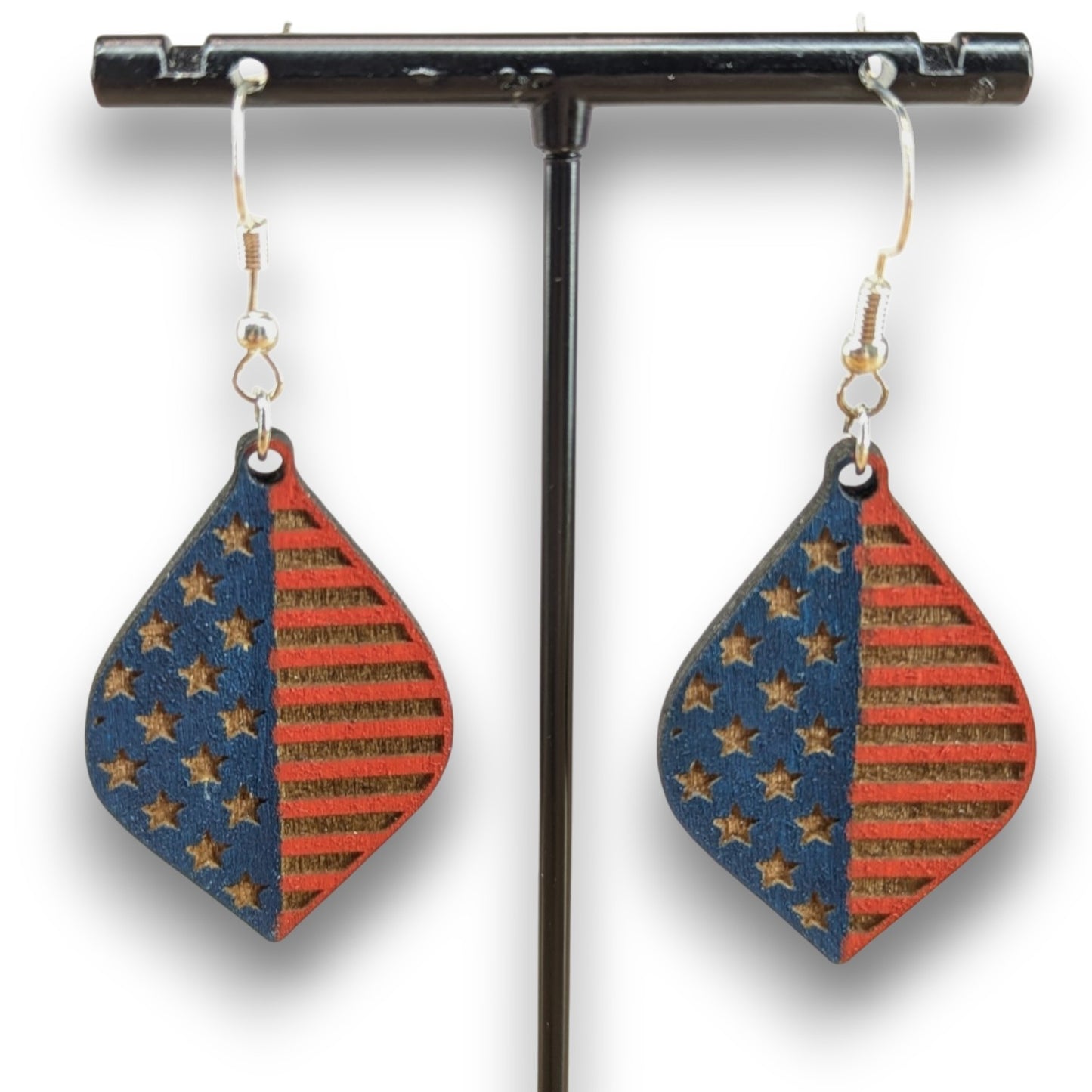 Stars & Stripes Wood Earrings