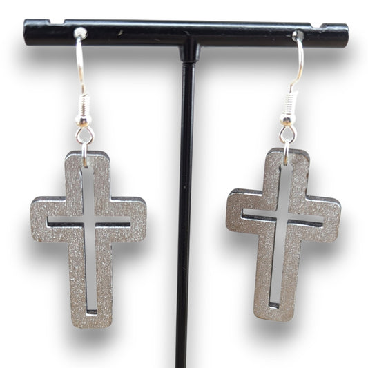 Cross Wood Earrings
