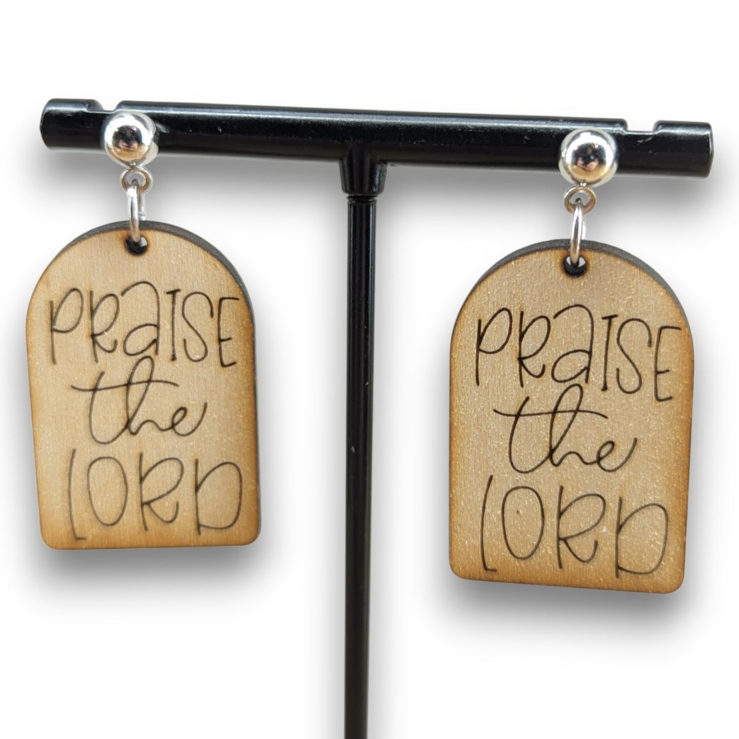 Praise the Lord Wood Earrings