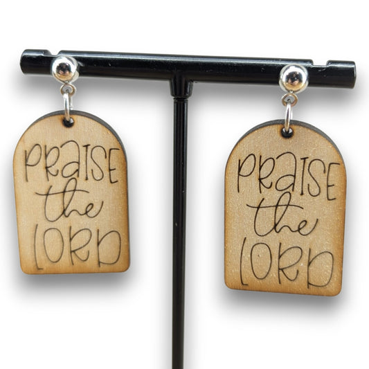 Praise the Lord Wood Earrings
