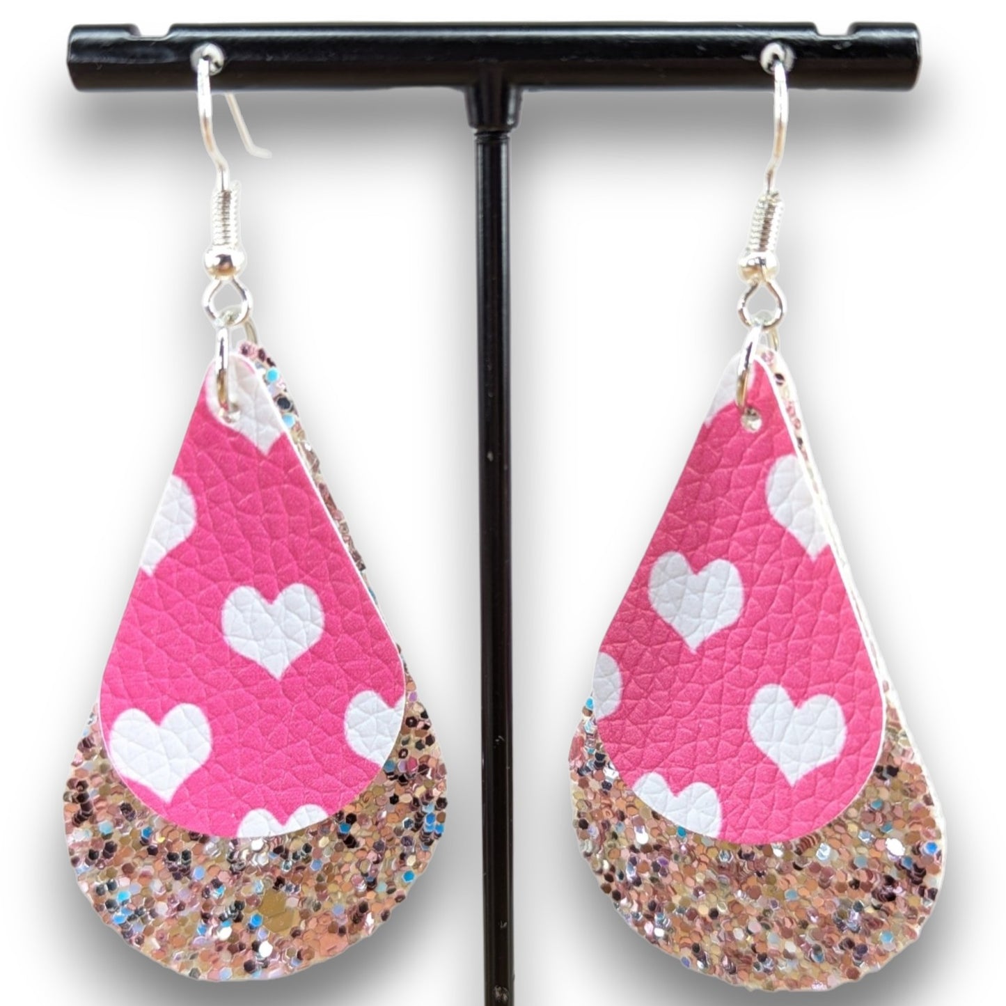 Pink Stardust Faux Leather Earrings