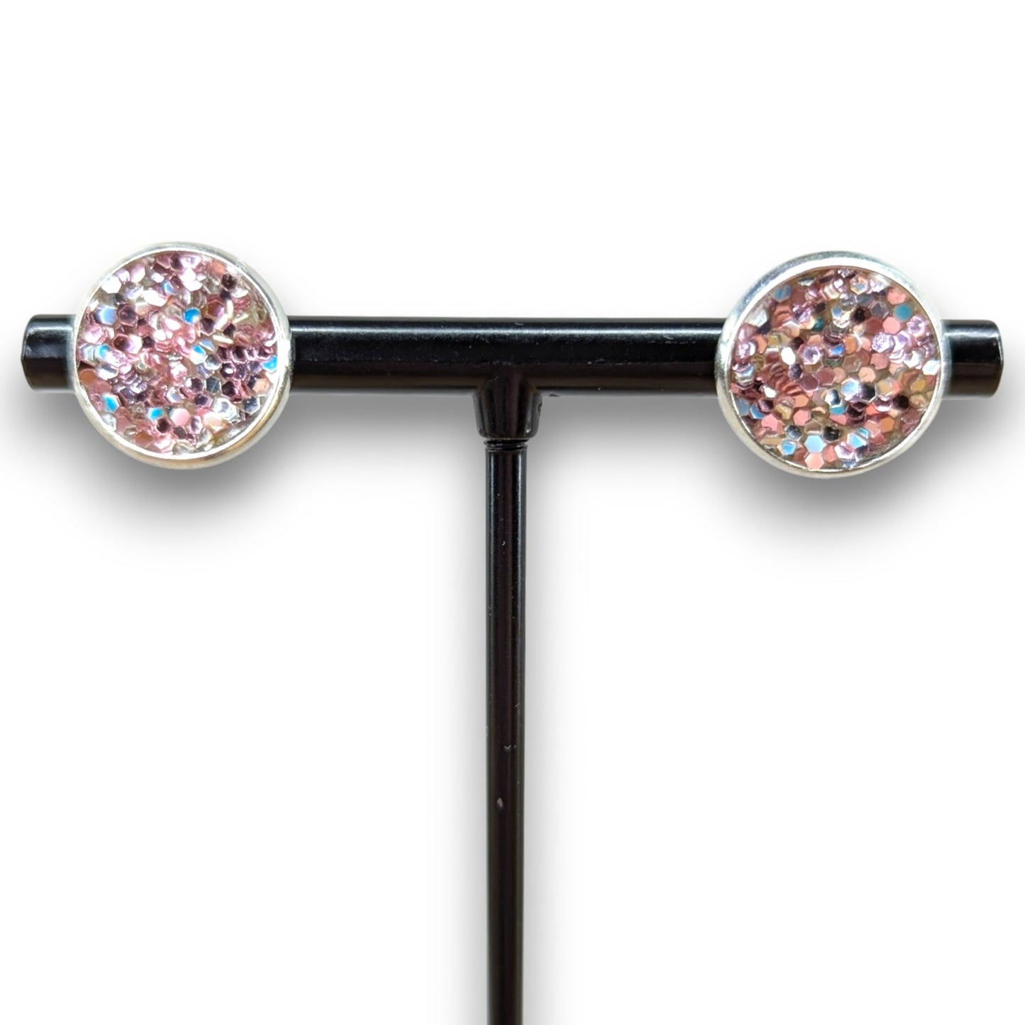 Pink Stardust Faux Leather Earrings