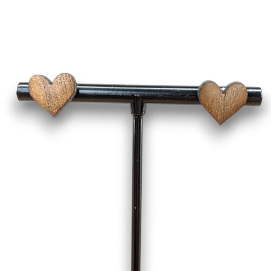 Heart Stud Wood Earrings