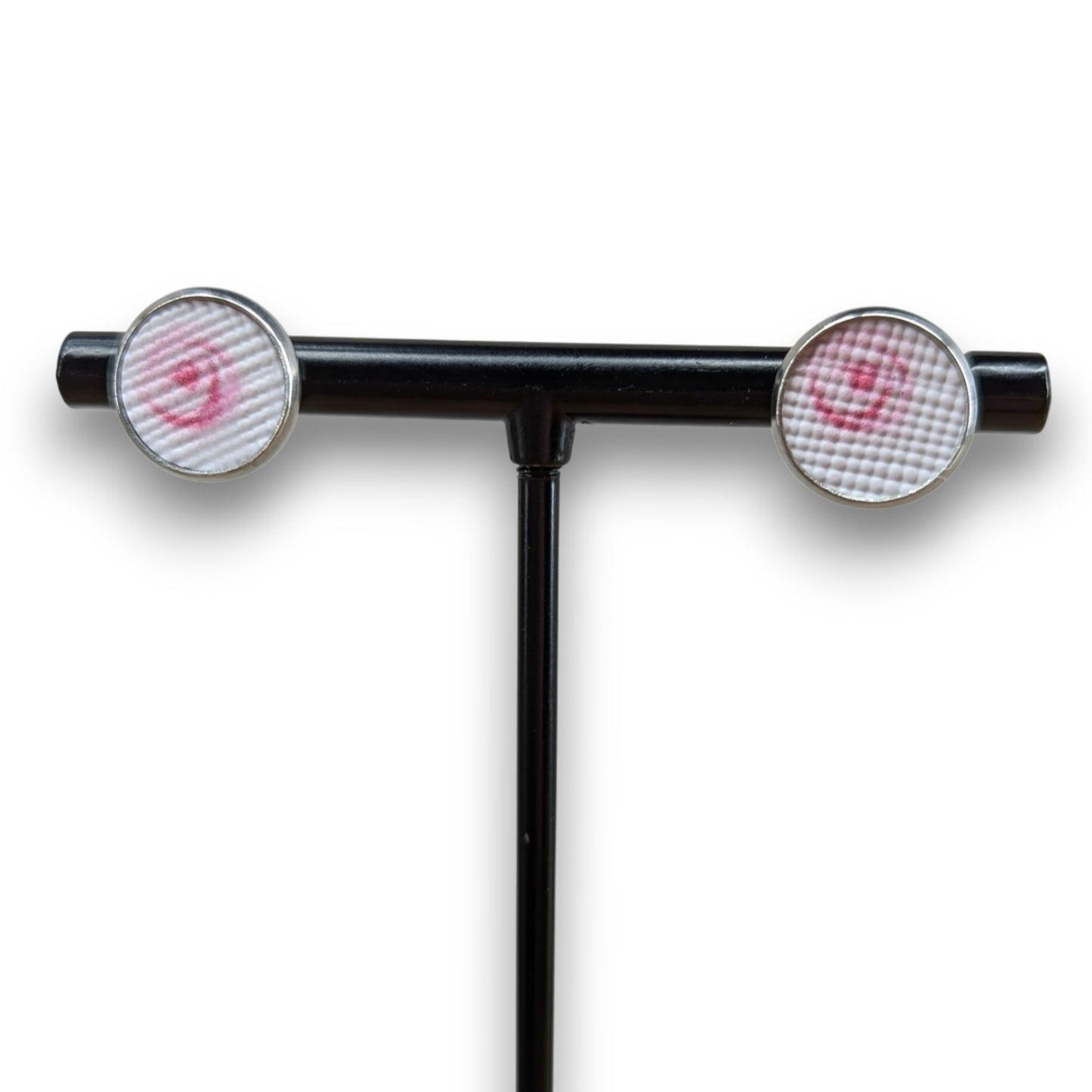 Pink Rose Faux Leather Earrings