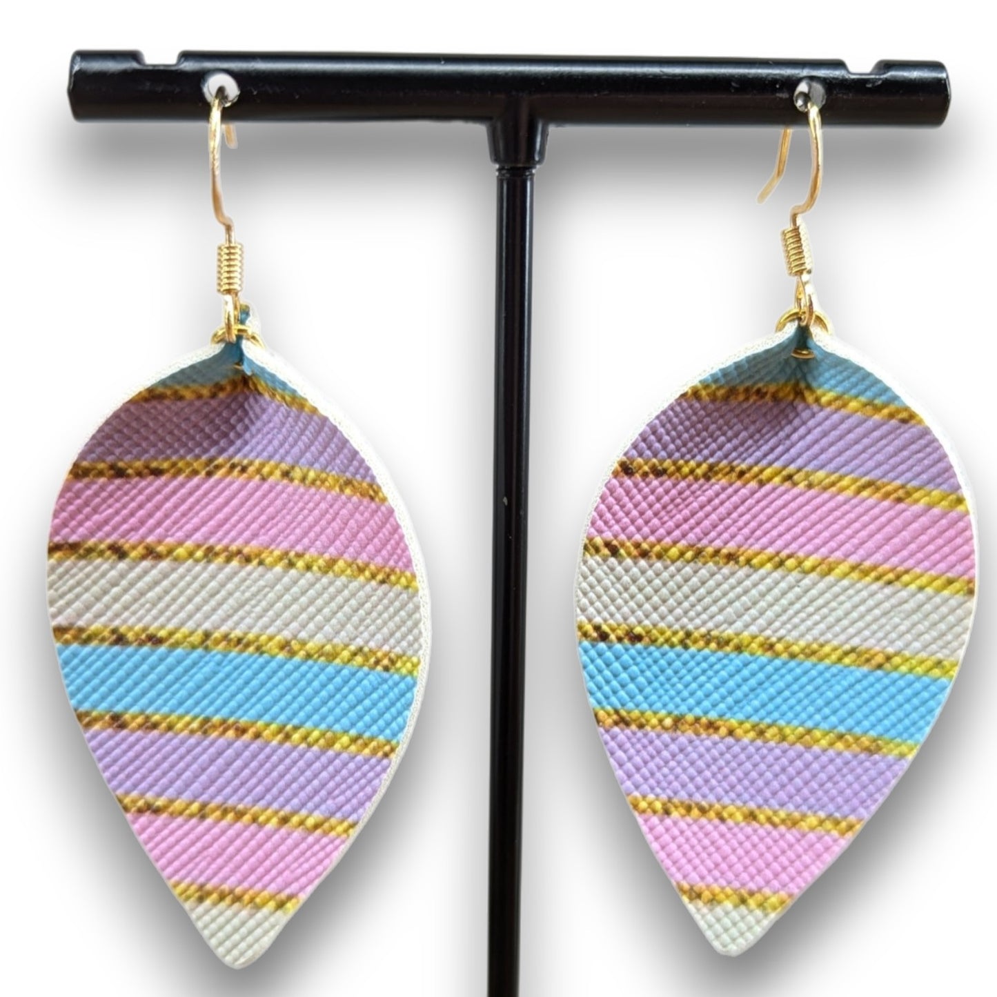 Pastel Stripes Faux Leather Earrings
